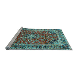 Sideview of Machine Washable Persian Light Blue Traditional Rug, wshtr2885lblu