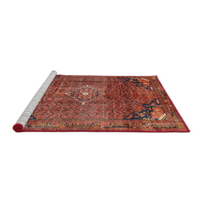 Sideview of Machine Washable Traditional Rust Pink Rug, wshtr2886