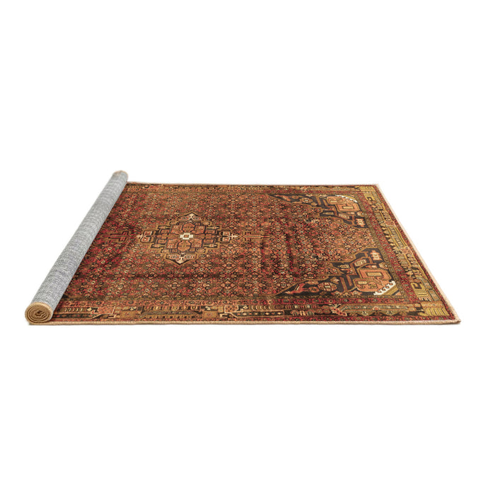 Sideview of Machine Washable Persian Brown Traditional Rug, wshtr2886brn