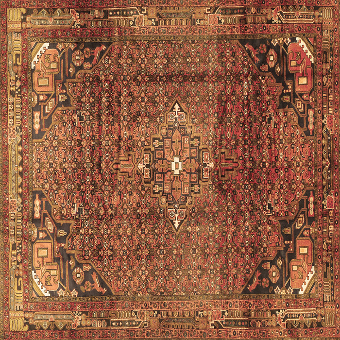 Square Machine Washable Persian Brown Traditional Rug, wshtr2886brn
