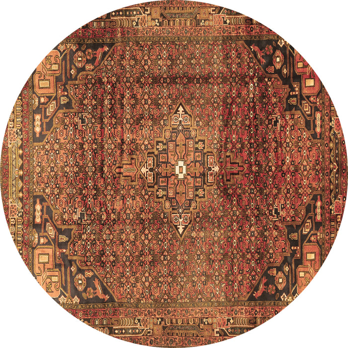Round Machine Washable Persian Brown Traditional Rug, wshtr2886brn
