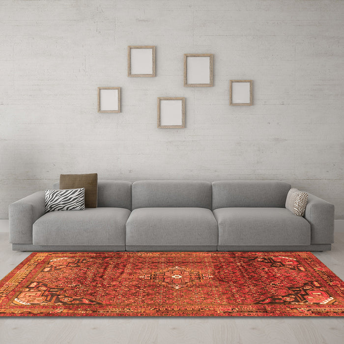 Machine Washable Persian Orange Traditional Area Rugs in a Living Room, wshtr2886org