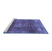 Sideview of Machine Washable Persian Blue Traditional Rug, wshtr2886blu