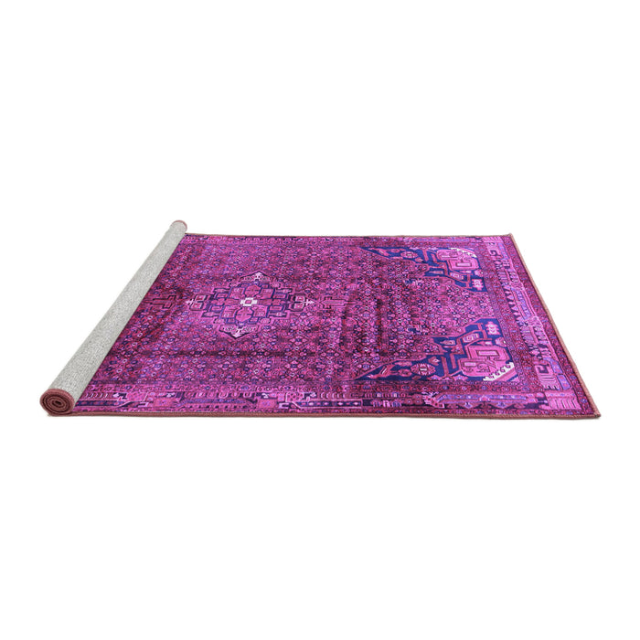 Sideview of Machine Washable Persian Purple Traditional Area Rugs, wshtr2886pur