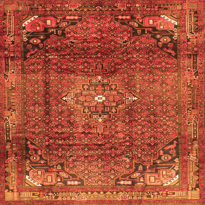 Round Machine Washable Persian Orange Traditional Area Rugs, wshtr2886org