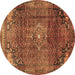 Round Persian Brown Traditional Rug, tr2886brn