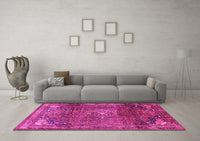 Machine Washable Persian Pink Traditional Rug, wshtr2886pnk