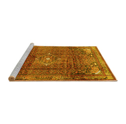 Sideview of Machine Washable Persian Yellow Traditional Rug, wshtr2886yw