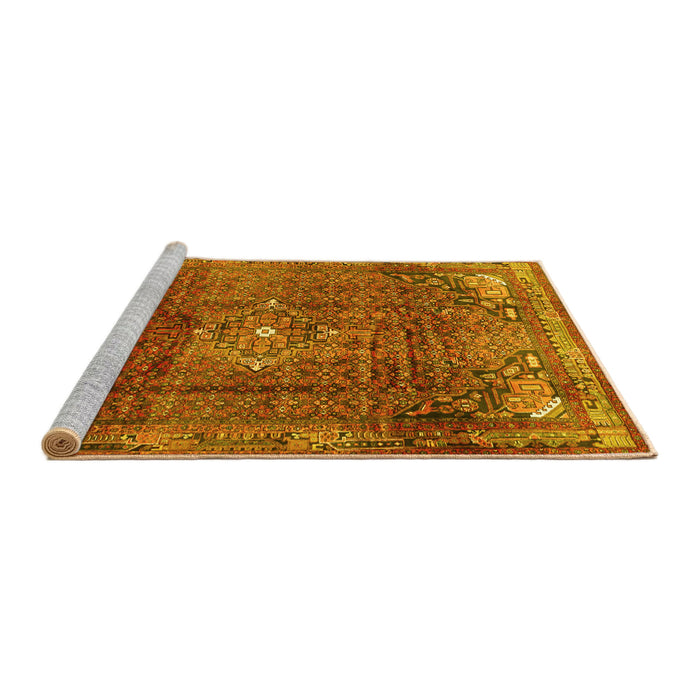 Sideview of Machine Washable Persian Yellow Traditional Rug, wshtr2886yw