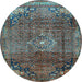 Round Persian Light Blue Traditional Rug, tr2886lblu