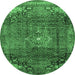 Round Persian Emerald Green Traditional Rug, tr2886emgrn