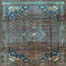 Square Machine Washable Persian Light Blue Traditional Rug, wshtr2886lblu