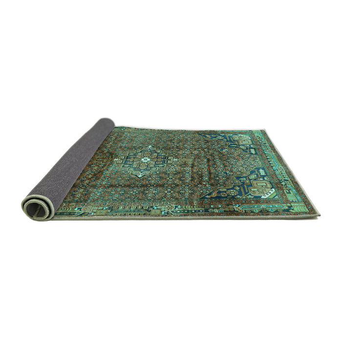 Sideview of Persian Turquoise Traditional Rug, tr2886turq