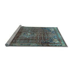 Sideview of Machine Washable Persian Light Blue Traditional Rug, wshtr2886lblu
