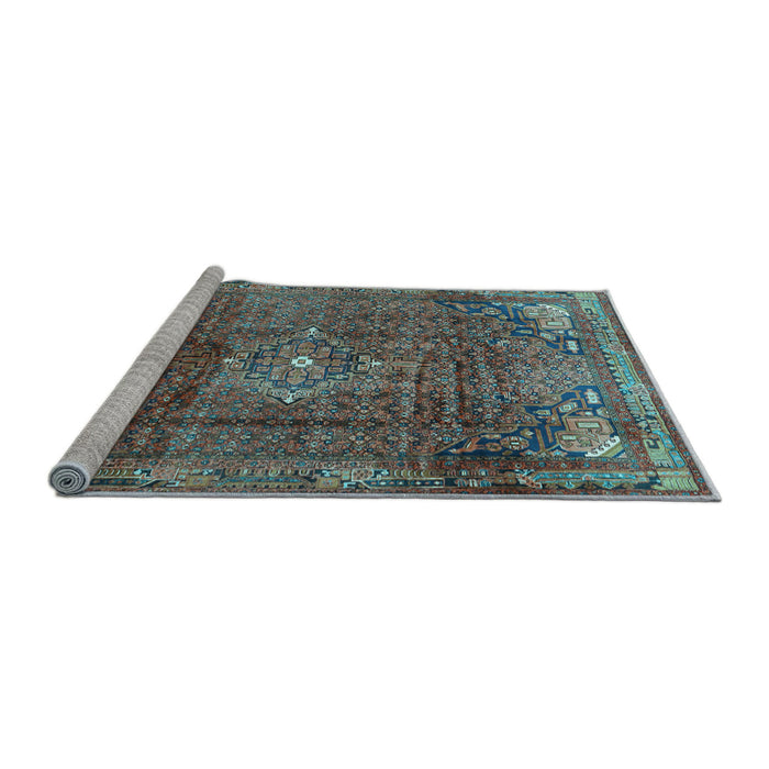 Sideview of Machine Washable Persian Light Blue Traditional Rug, wshtr2886lblu
