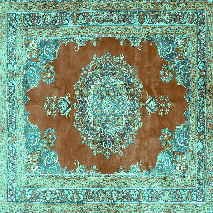Square Medallion Turquoise Traditional Rug, tr2887turq