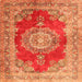 Serging Thickness of Medallion Orange Traditional Rug, tr2887org