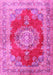 Machine Washable Medallion Pink Traditional Rug, wshtr2887pnk