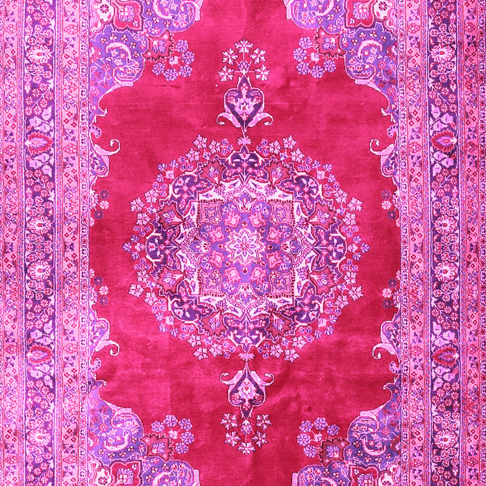 Machine Washable Medallion Pink Traditional Rug, wshtr2887pnk