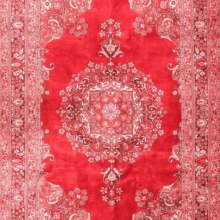 Machine Washable Medallion Red Traditional Rug, wshtr2887red