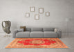 Machine Washable Medallion Orange Traditional Area Rugs in a Living Room, wshtr2887org