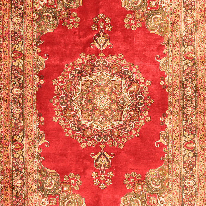 Serging Thickness of Machine Washable Medallion Orange Traditional Area Rugs, wshtr2887org