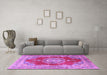 Machine Washable Medallion Purple Traditional Area Rugs in a Living Room, wshtr2887pur