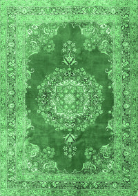 Medallion Emerald Green Traditional Rug, tr2887emgrn