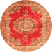 Machine Washable Medallion Orange Traditional Area Rugs, wshtr2887org