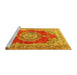 Sideview of Machine Washable Medallion Yellow Traditional Rug, wshtr2887yw