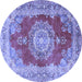 Round Medallion Blue Traditional Rug, tr2887blu