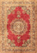 Machine Washable Medallion Brown Traditional Rug, wshtr2887brn