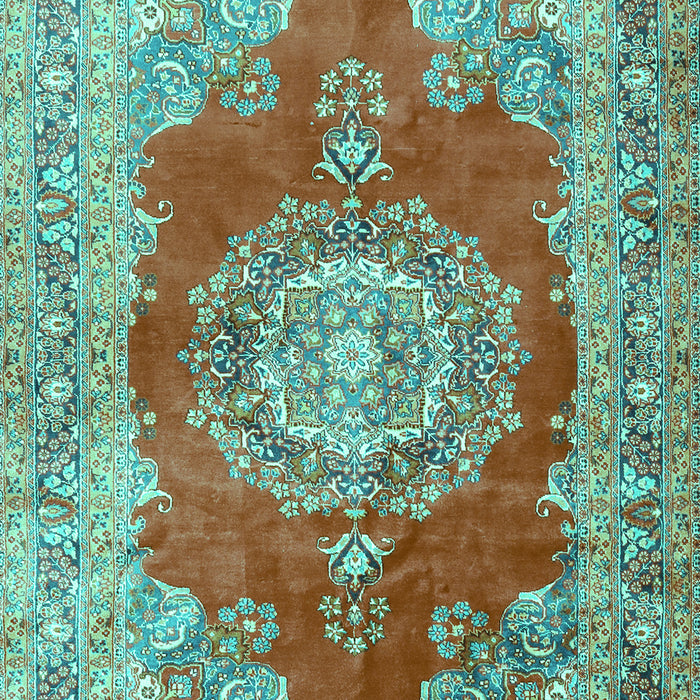 Machine Washable Medallion Turquoise Traditional Area Rugs, wshtr2887turq