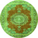 Square Medallion Green Traditional Rug, tr2887grn