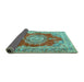 Sideview of Medallion Turquoise Traditional Rug, tr2887turq