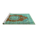 Sideview of Machine Washable Medallion Turquoise Traditional Area Rugs, wshtr2887turq