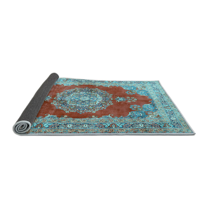 Sideview of Medallion Light Blue Traditional Rug, tr2887lblu