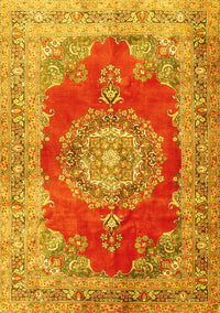 Medallion Yellow Traditional Rug, tr2887yw