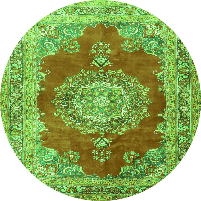 Machine Washable Medallion Green Traditional Area Rugs, wshtr2887grn
