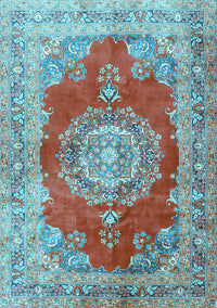 Medallion Light Blue Traditional Rug, tr2887lblu