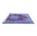 Sideview of Machine Washable Medallion Blue Traditional Rug, wshtr2887blu