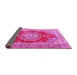 Sideview of Medallion Pink Traditional Rug, tr2887pnk