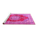 Sideview of Machine Washable Medallion Pink Traditional Rug, wshtr2887pnk