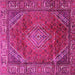 Square Machine Washable Persian Pink Traditional Rug, wshtr2888pnk