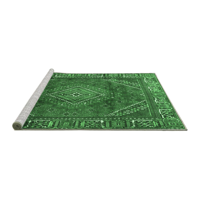 Sideview of Machine Washable Persian Emerald Green Traditional Area Rugs, wshtr2888emgrn