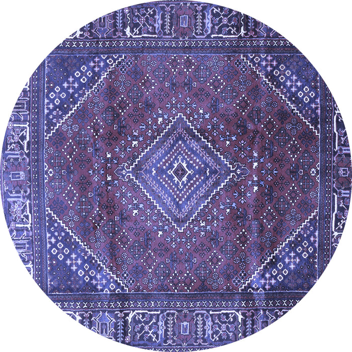 Round Machine Washable Persian Blue Traditional Rug, wshtr2888blu
