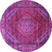 Round Machine Washable Persian Purple Traditional Area Rugs, wshtr2888pur