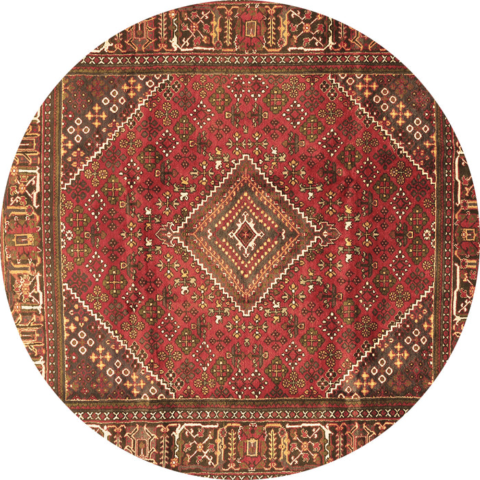 Round Persian Brown Traditional Rug, tr2888brn