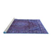 Sideview of Machine Washable Persian Blue Traditional Rug, wshtr2888blu