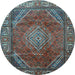 Round Persian Light Blue Traditional Rug, tr2888lblu
